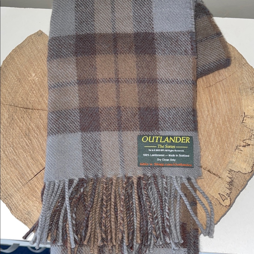 Outlander Series Plaid Scarf in Gray and Brown